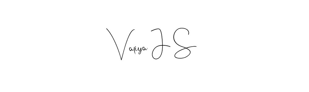 You can use this online signature creator to create a handwritten signature for the name Valiya J S. This is the best online autograph maker. Valiya J S signature style 4 images and pictures png