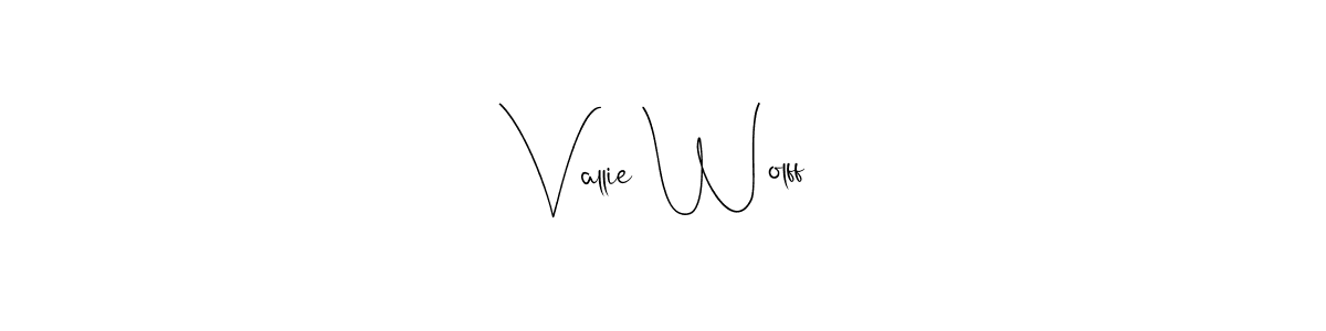 The best way (Andilay-7BmLP) to make a short signature is to pick only two or three words in your name. The name Vallie Wolff include a total of six letters. For converting this name. Vallie Wolff signature style 4 images and pictures png