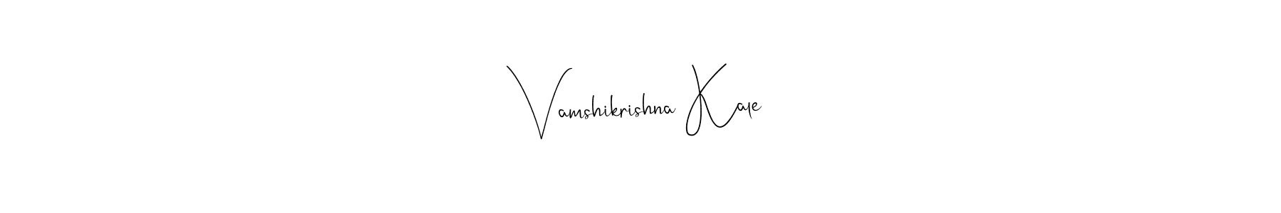 How to make Vamshikrishna Kale name signature. Use Andilay-7BmLP style for creating short signs online. This is the latest handwritten sign. Vamshikrishna Kale signature style 4 images and pictures png