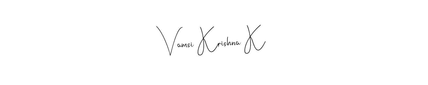 Make a beautiful signature design for name Vamsi Krishna K. With this signature (Andilay-7BmLP) style, you can create a handwritten signature for free. Vamsi Krishna K signature style 4 images and pictures png