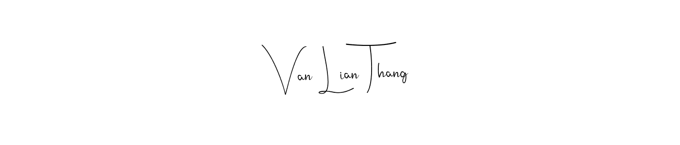 if you are searching for the best signature style for your name Van Lian Thang. so please give up your signature search. here we have designed multiple signature styles  using Andilay-7BmLP. Van Lian Thang signature style 4 images and pictures png