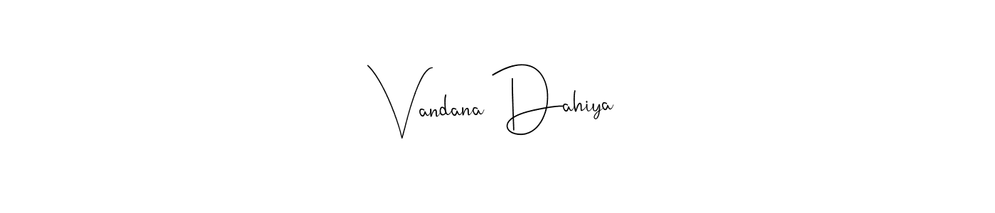 Andilay-7BmLP is a professional signature style that is perfect for those who want to add a touch of class to their signature. It is also a great choice for those who want to make their signature more unique. Get Vandana Dahiya name to fancy signature for free. Vandana Dahiya signature style 4 images and pictures png
