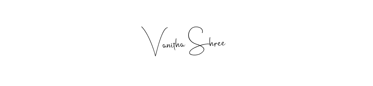 How to make Vanitha Shree name signature. Use Andilay-7BmLP style for creating short signs online. This is the latest handwritten sign. Vanitha Shree signature style 4 images and pictures png