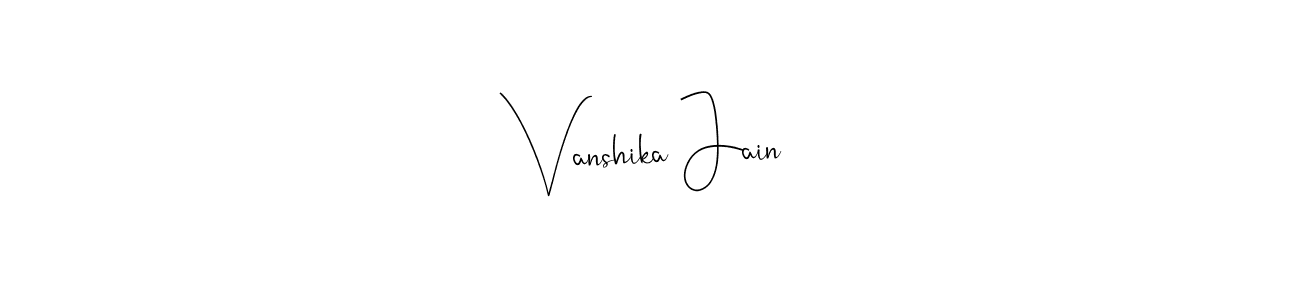 if you are searching for the best signature style for your name Vanshika Jain. so please give up your signature search. here we have designed multiple signature styles  using Andilay-7BmLP. Vanshika Jain signature style 4 images and pictures png