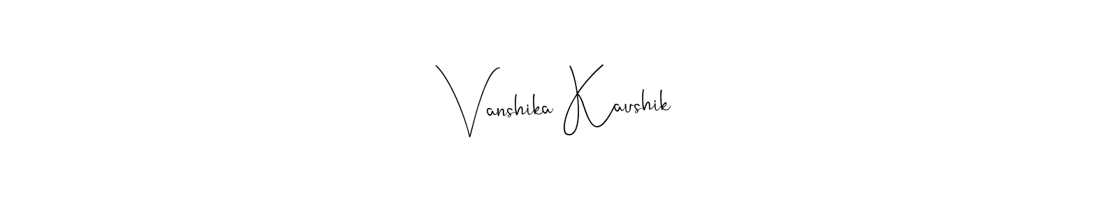 The best way (Andilay-7BmLP) to make a short signature is to pick only two or three words in your name. The name Vanshika Kaushik include a total of six letters. For converting this name. Vanshika Kaushik signature style 4 images and pictures png