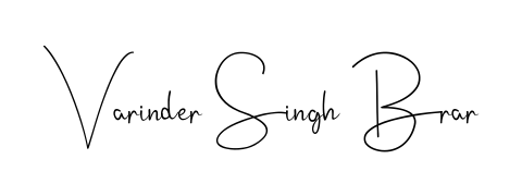 A sleek calligraphic signature for name Varinder Singh Brar utilizing Andilay-7BmLP styling. Great for adding personal signatures to photos and art. Varinder Singh Brar signature style 4 images and pictures png