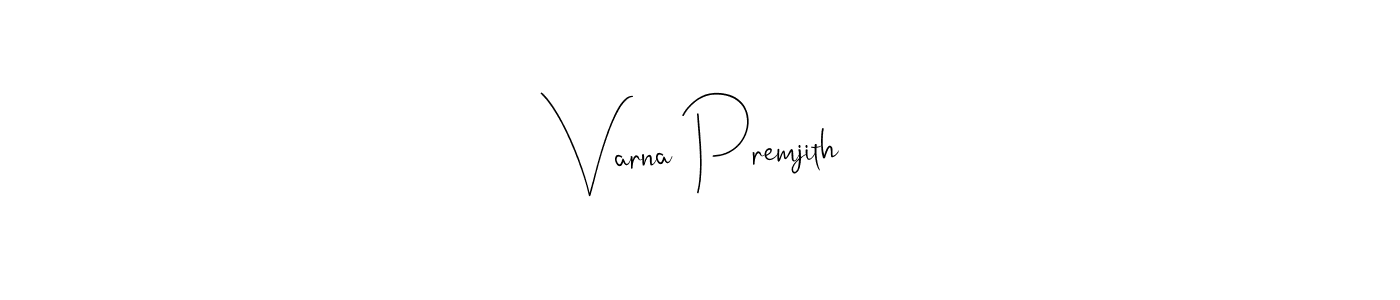 if you are searching for the best signature style for your name Varna Premjith. so please give up your signature search. here we have designed multiple signature styles  using Andilay-7BmLP. Varna Premjith signature style 4 images and pictures png