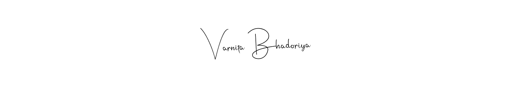 How to make Varnita Bhadoriya signature? Andilay-7BmLP is a professional autograph style. Create handwritten signature for Varnita Bhadoriya name. Varnita Bhadoriya signature style 4 images and pictures png