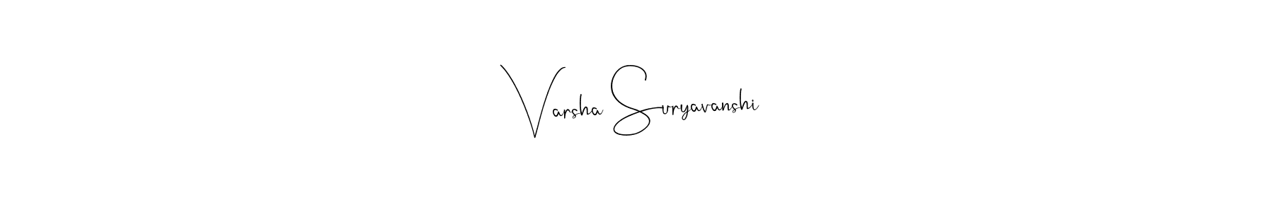 This is the best signature style for the Varsha Suryavanshi name. Also you like these signature font (Andilay-7BmLP). Mix name signature. Varsha Suryavanshi signature style 4 images and pictures png