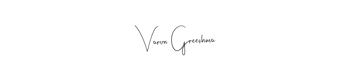 Andilay-7BmLP is a professional signature style that is perfect for those who want to add a touch of class to their signature. It is also a great choice for those who want to make their signature more unique. Get Varun Greeshma name to fancy signature for free. Varun Greeshma signature style 4 images and pictures png