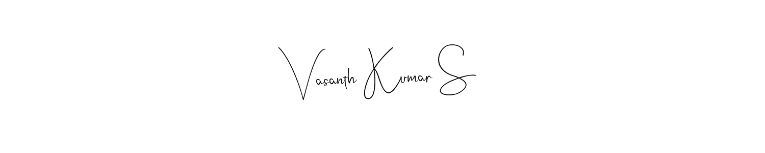 if you are searching for the best signature style for your name Vasanth Kumar S. so please give up your signature search. here we have designed multiple signature styles  using Andilay-7BmLP. Vasanth Kumar S signature style 4 images and pictures png