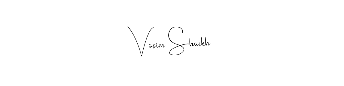 if you are searching for the best signature style for your name Vasim Shaikh. so please give up your signature search. here we have designed multiple signature styles  using Andilay-7BmLP. Vasim Shaikh signature style 4 images and pictures png