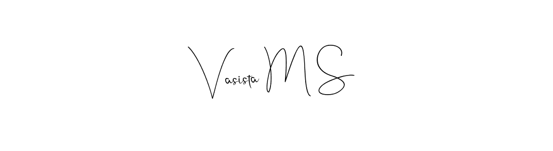 if you are searching for the best signature style for your name Vasista M S. so please give up your signature search. here we have designed multiple signature styles  using Andilay-7BmLP. Vasista M S signature style 4 images and pictures png