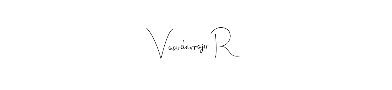 The best way (Andilay-7BmLP) to make a short signature is to pick only two or three words in your name. The name Vasudevraju R include a total of six letters. For converting this name. Vasudevraju R signature style 4 images and pictures png