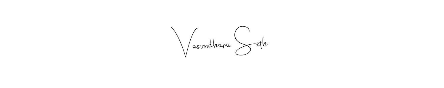 How to make Vasundhara Seth name signature. Use Andilay-7BmLP style for creating short signs online. This is the latest handwritten sign. Vasundhara Seth signature style 4 images and pictures png