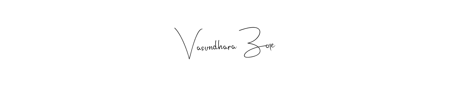 The best way (Andilay-7BmLP) to make a short signature is to pick only two or three words in your name. The name Vasundhara Zole include a total of six letters. For converting this name. Vasundhara Zole signature style 4 images and pictures png