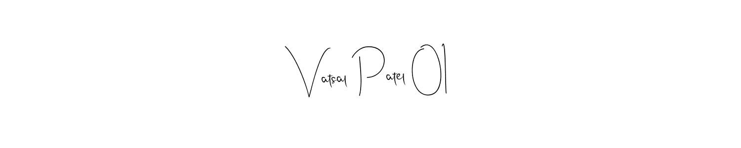 The best way (Andilay-7BmLP) to make a short signature is to pick only two or three words in your name. The name Vatsal Patel 01 include a total of six letters. For converting this name. Vatsal Patel 01 signature style 4 images and pictures png