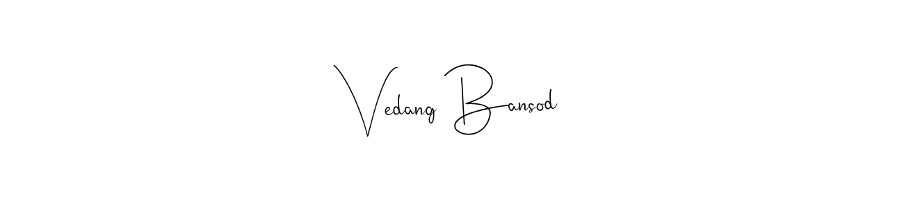 Use a signature maker to create a handwritten signature online. With this signature software, you can design (Andilay-7BmLP) your own signature for name Vedang Bansod. Vedang Bansod signature style 4 images and pictures png
