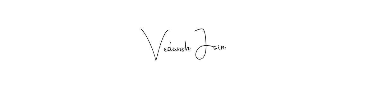 The best way (Andilay-7BmLP) to make a short signature is to pick only two or three words in your name. The name Vedansh Jain include a total of six letters. For converting this name. Vedansh Jain signature style 4 images and pictures png