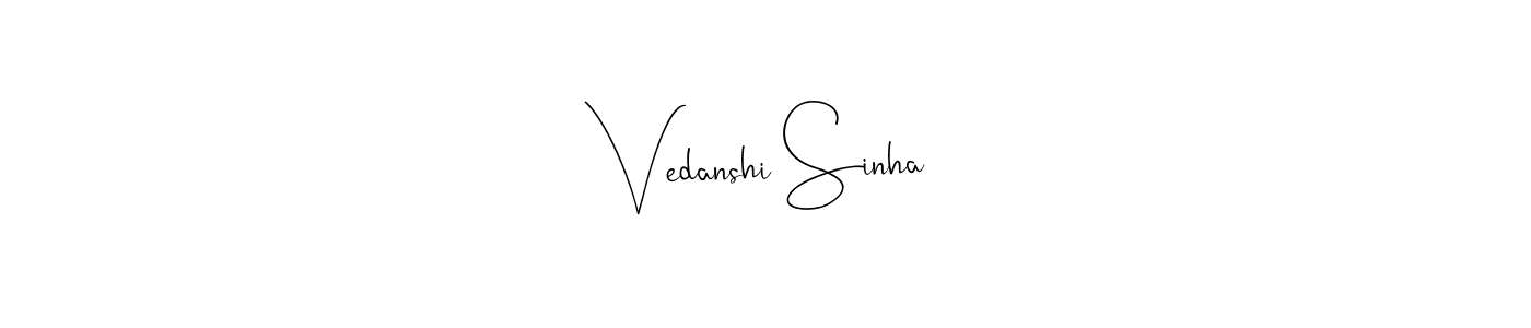 The best way (Andilay-7BmLP) to make a short signature is to pick only two or three words in your name. The name Vedanshi Sinha include a total of six letters. For converting this name. Vedanshi Sinha signature style 4 images and pictures png