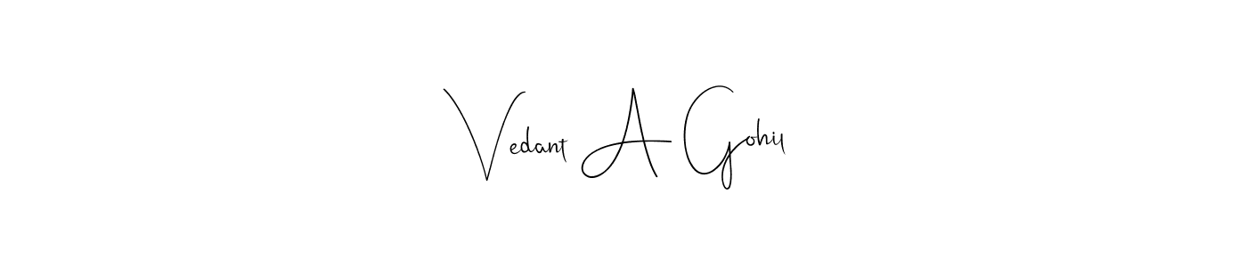 Similarly Andilay-7BmLP is the best handwritten signature design. Signature creator online .You can use it as an online autograph creator for name Vedant A Gohil. Vedant A Gohil signature style 4 images and pictures png