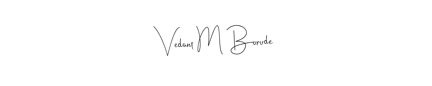 This is the best signature style for the Vedant M Borude name. Also you like these signature font (Andilay-7BmLP). Mix name signature. Vedant M Borude signature style 4 images and pictures png