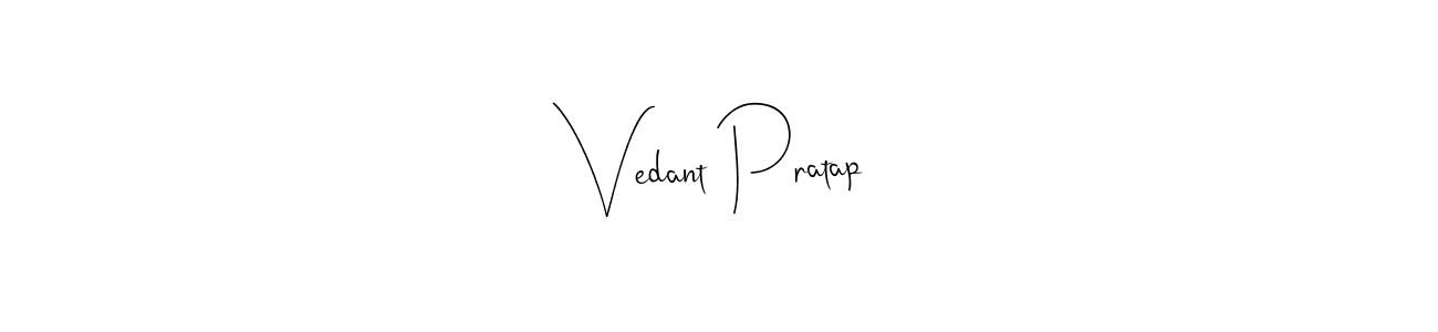 if you are searching for the best signature style for your name Vedant Pratap. so please give up your signature search. here we have designed multiple signature styles  using Andilay-7BmLP. Vedant Pratap signature style 4 images and pictures png