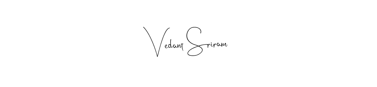 The best way (Andilay-7BmLP) to make a short signature is to pick only two or three words in your name. The name Vedant Sriram include a total of six letters. For converting this name. Vedant Sriram signature style 4 images and pictures png