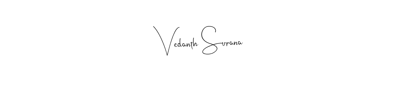 Use a signature maker to create a handwritten signature online. With this signature software, you can design (Andilay-7BmLP) your own signature for name Vedanth Surana. Vedanth Surana signature style 4 images and pictures png