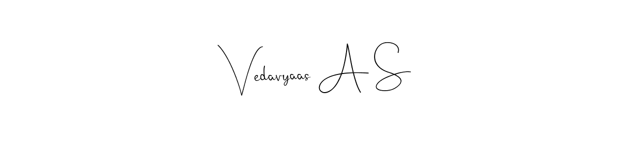 Use a signature maker to create a handwritten signature online. With this signature software, you can design (Andilay-7BmLP) your own signature for name Vedavyaas A S. Vedavyaas A S signature style 4 images and pictures png
