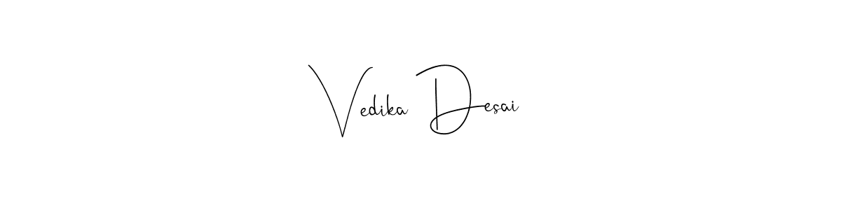 The best way (Andilay-7BmLP) to make a short signature is to pick only two or three words in your name. The name Vedika Desai include a total of six letters. For converting this name. Vedika Desai signature style 4 images and pictures png
