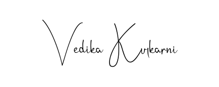 The Andilay-7BmLP font transforms the name Vedika Kulkarni into an executive sign with sharp precision and distinguished character. Vedika Kulkarni signature style 4 images and pictures png