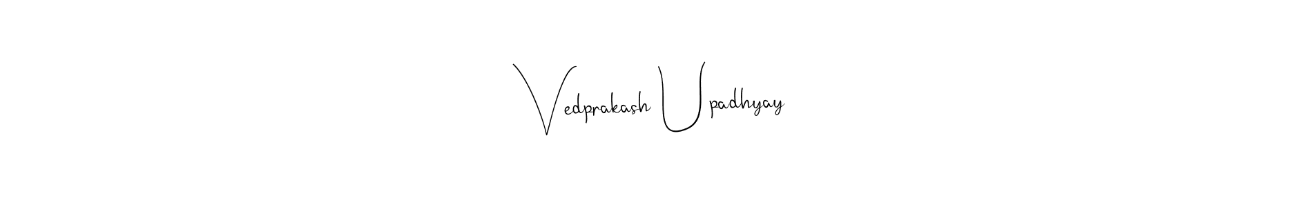 Andilay-7BmLP is a professional signature style that is perfect for those who want to add a touch of class to their signature. It is also a great choice for those who want to make their signature more unique. Get Vedprakash Upadhyay name to fancy signature for free. Vedprakash Upadhyay signature style 4 images and pictures png