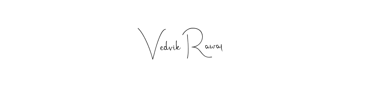 This is the best signature style for the Vedvik Rawal name. Also you like these signature font (Andilay-7BmLP). Mix name signature. Vedvik Rawal signature style 4 images and pictures png