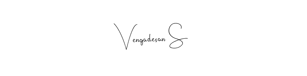 How to make Vengadesan S name signature. Use Andilay-7BmLP style for creating short signs online. This is the latest handwritten sign. Vengadesan S signature style 4 images and pictures png