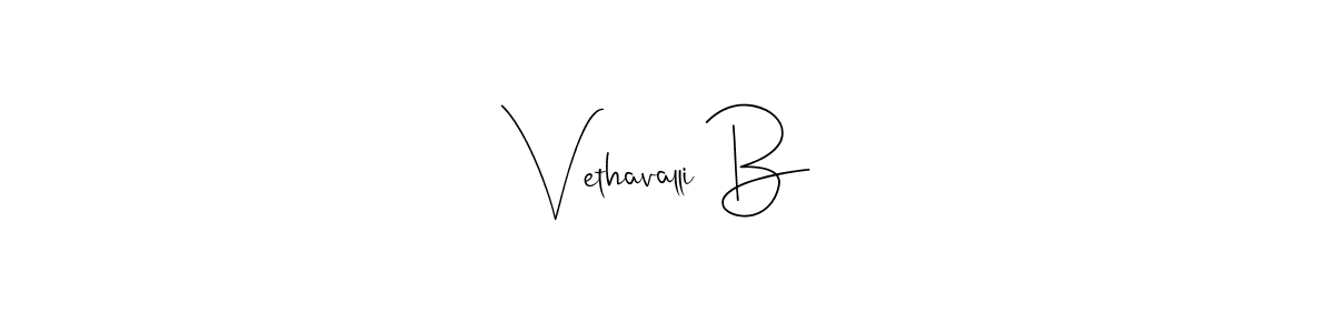 How to make Vethavalli B name signature. Use Andilay-7BmLP style for creating short signs online. This is the latest handwritten sign. Vethavalli B signature style 4 images and pictures png