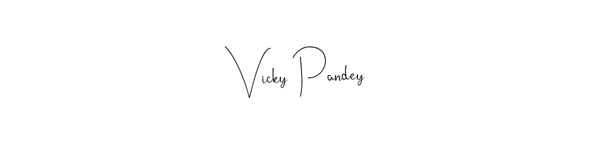 How to make Vicky Pandey name signature. Use Andilay-7BmLP style for creating short signs online. This is the latest handwritten sign. Vicky Pandey signature style 4 images and pictures png