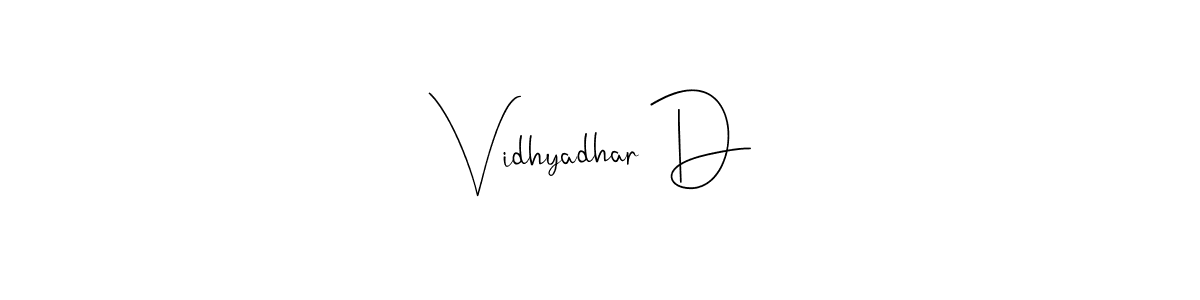 Andilay-7BmLP is a professional signature style that is perfect for those who want to add a touch of class to their signature. It is also a great choice for those who want to make their signature more unique. Get Vidhyadhar D name to fancy signature for free. Vidhyadhar D signature style 4 images and pictures png