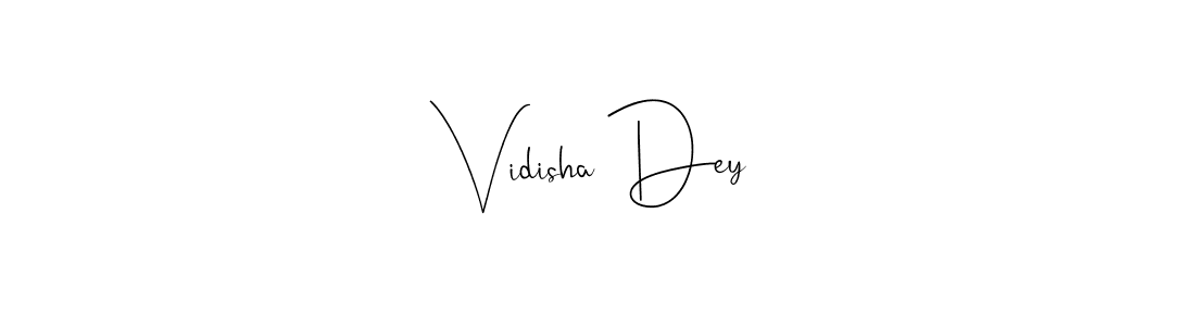 How to make Vidisha Dey name signature. Use Andilay-7BmLP style for creating short signs online. This is the latest handwritten sign. Vidisha Dey signature style 4 images and pictures png