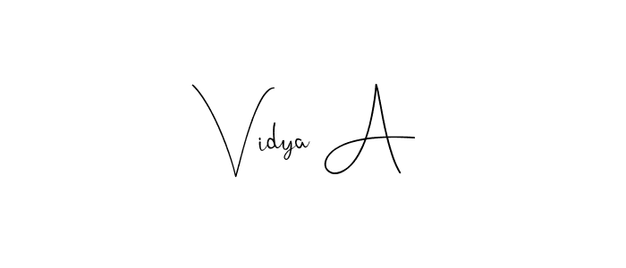 It looks lik you need a new signature style for name Vidya A. Design unique handwritten (Andilay-7BmLP) signature with our free signature maker in just a few clicks. Vidya A signature style 4 images and pictures png