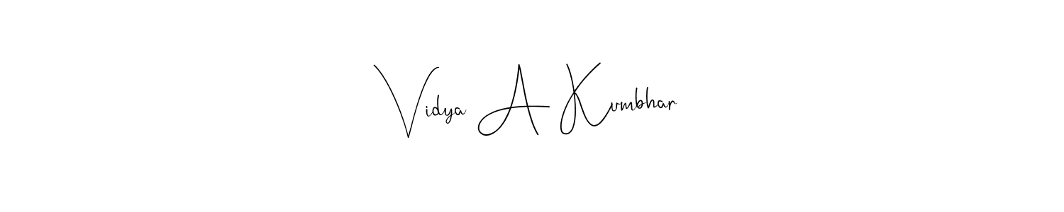 Make a short Vidya A Kumbhar signature style. Manage your documents anywhere anytime using Andilay-7BmLP. Create and add eSignatures, submit forms, share and send files easily. Vidya A Kumbhar signature style 4 images and pictures png