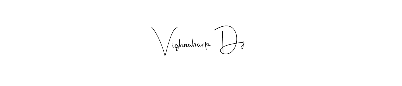 if you are searching for the best signature style for your name Vighnaharta Dj. so please give up your signature search. here we have designed multiple signature styles  using Andilay-7BmLP. Vighnaharta Dj signature style 4 images and pictures png
