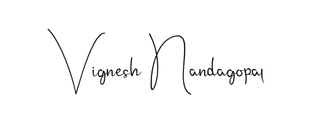Create your official email sign-off with Vignesh Nandagopal name in Andilay-7BmLP style. Crisp, clean, and perfectly legible across all screens. Vignesh Nandagopal signature style 4 images and pictures png