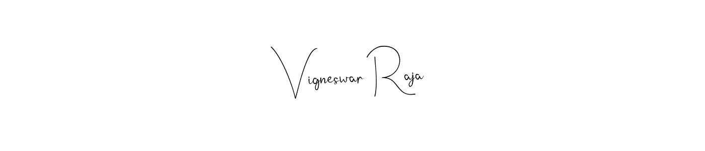 How to make Vigneswar Raja name signature. Use Andilay-7BmLP style for creating short signs online. This is the latest handwritten sign. Vigneswar Raja signature style 4 images and pictures png