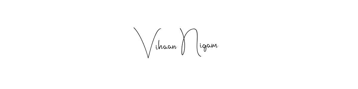 The best way (Andilay-7BmLP) to make a short signature is to pick only two or three words in your name. The name Vihaan Nigam include a total of six letters. For converting this name. Vihaan Nigam signature style 4 images and pictures png