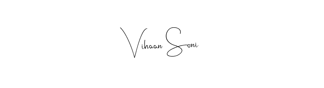 Andilay-7BmLP is a professional signature style that is perfect for those who want to add a touch of class to their signature. It is also a great choice for those who want to make their signature more unique. Get Vihaan Soni name to fancy signature for free. Vihaan Soni signature style 4 images and pictures png