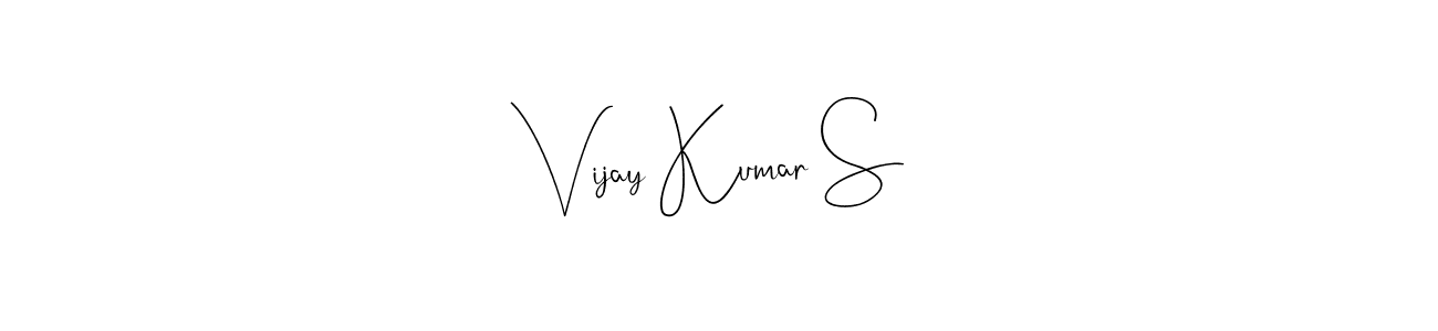 The best way (Andilay-7BmLP) to make a short signature is to pick only two or three words in your name. The name Vijay Kumar S include a total of six letters. For converting this name. Vijay Kumar S signature style 4 images and pictures png