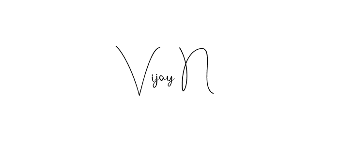 How to make Vijay N name signature. Use Andilay-7BmLP style for creating short signs online. This is the latest handwritten sign. Vijay N signature style 4 images and pictures png