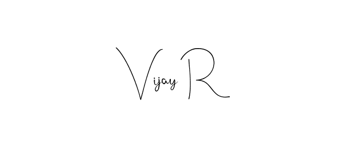 if you are searching for the best signature style for your name Vijay R. so please give up your signature search. here we have designed multiple signature styles  using Andilay-7BmLP. Vijay R signature style 4 images and pictures png