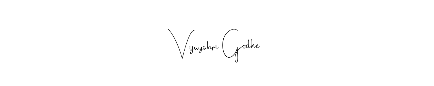 How to make Vijayahri Godhe name signature. Use Andilay-7BmLP style for creating short signs online. This is the latest handwritten sign. Vijayahri Godhe signature style 4 images and pictures png